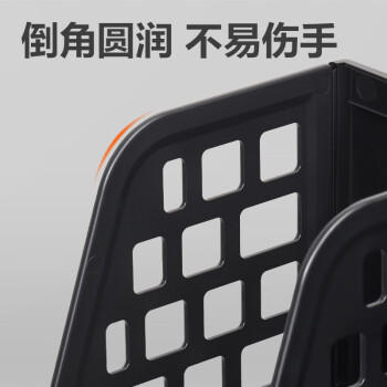 得力（deli）4联带笔筒多功能桌面档案收纳盒文件框栏篮盘书立架 办公用品多层文件置物架资料架镂空黑色 商品图5