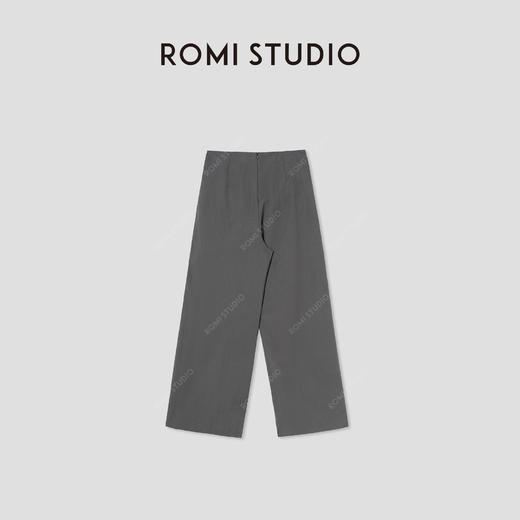 “优雅格雷”莱赛尔麻混纺褶皱简约宽松直筒休闲裤 431KS295 商品图1