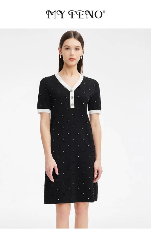 S1M1马天奴 V领钉珠针织连衣裙MRS612SWH0 商品图2