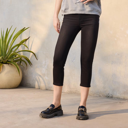 半身缘女裤 夏季柔软弹力纯棉修身铅笔牛仔裤252202E40102818 商品图0