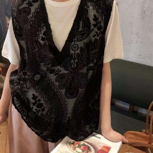 雀说法式提花蕾丝马甲春夏女时尚百搭新中式蕾丝背心叠穿设计感植绒AL 商品图3