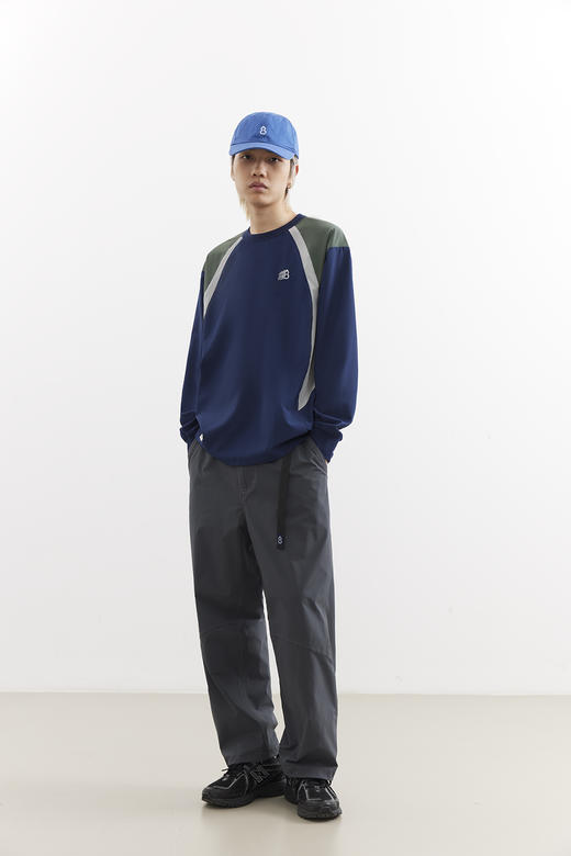 吃茶去chichaqu25速干弹力拼色插肩袖长袖T恤轻薄凉感户外运动 商品图1