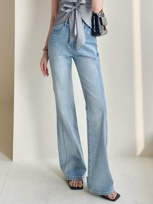 美人鱼大长腿美洋琉璃牛仔裤弹力氧气感微喇裤 商品图5