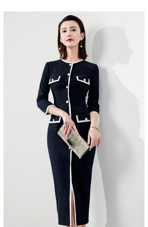 “斯嘉丽琴音”J20183857 颈袖添香季新款时尚OL修身包臀气质职场装连衣裙J3857T1X5 商品图0