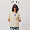 LIYIHAN序章  高端爽滑裸感棉印花花朵针织T恤宽松短袖时尚感 商品缩略图0
