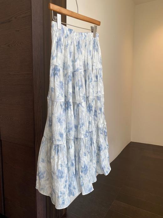 夏日浪漫印花裙飘逸大裙摆褶皱高腰显瘦半裙 商品图7