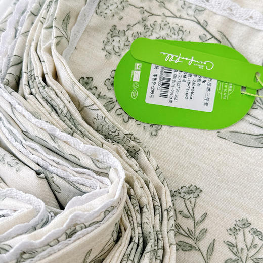 【59.9带走！】细纱粗布软凉席(花边款）老粗布三件套 商品图4