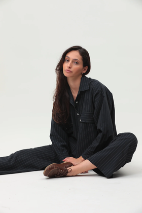 Ginette Garde  ANGELE衬衫 / GABRIEL阔腿裤-藏青条纹