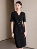 IWY/高端黑色职业西装连衣裙女夏季短袖正式场合高级感通勤职场裙子WQ168 商品缩略图0