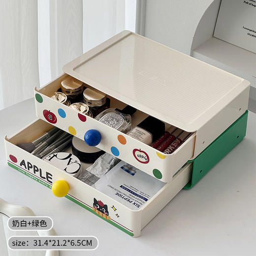 【多巴胺桌面收纳盒】抽屉式大容量杂物整理盒多功能书桌化妆品置物架。ry 商品图9