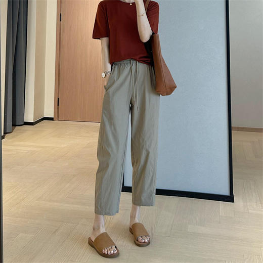 松弛感奶奶裤显瘦四面弹凉感抗皱高腰哈伦裤薄款九分休闲裤 商品图1