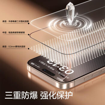 闪魔【T5-大视窗无纹膜】适用苹果16pro钢化膜 iphone16pro手机膜防尘防摔全屏覆盖抗指纹无白边高清膜 商品图7