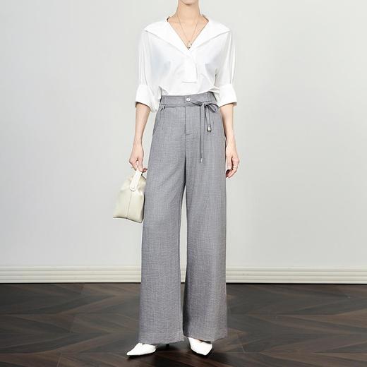 「高货wl」全新升级【铂金会员220/天猫299/差价79】(03332)洛诗琳奢感垂感西装长裤2025通勤休闲系带窄版直筒阔腿裤 商品图0