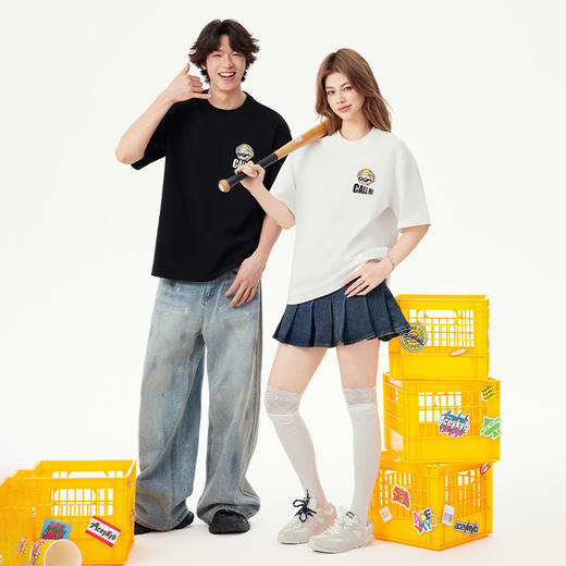 YKYB黄子韬短袖T恤刺绣签名TCALLME情侣全棉趣味上衣Y52NDT002 商品图5