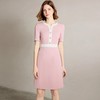 IWY/粉色小香风短袖连衣裙女夏季新款时尚气质商务主持人上镜正装Q1327 商品缩略图3