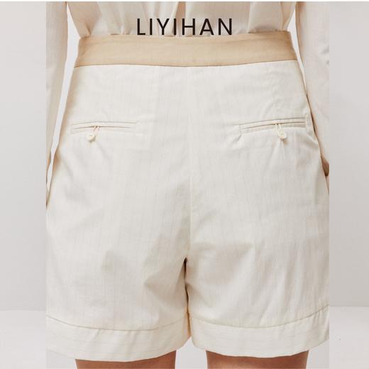 LIYIHAN  25夏新款棉白条纹短裤宽松休闲裤子舒适百搭透气时尚 商品图3