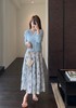 夏日浪漫印花裙飘逸大裙摆褶皱高腰显瘦半裙 商品缩略图3