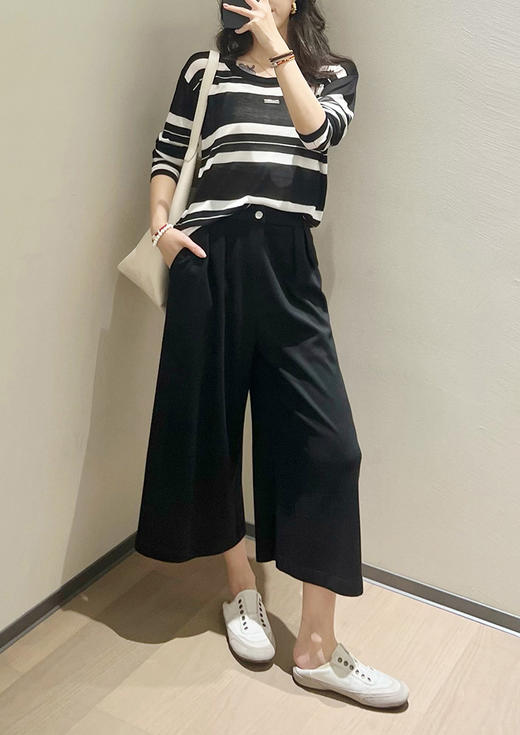 美洋黑白乐谱针织衫68支兰精天丝条纹防晒罩衫 商品图7