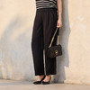 半身缘女裤 夏季丝滑宽松中直筒半松紧腰休闲裤252102E10302832 商品缩略图0