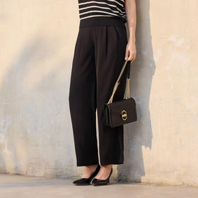 半身缘女裤 夏季丝滑宽松中直筒半松紧腰休闲裤252102E10302832