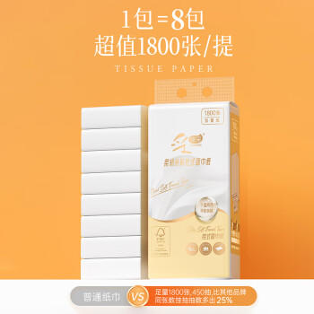 采琪采悬挂式抽纸4层450抽*4提原生木浆加大加厚家用纸巾实惠装整箱 /家庭清洁/纸品 /清洁纸品 /抽纸 商品图5