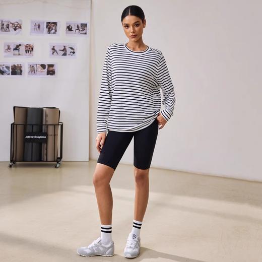 跃牌【周游世界系列】2025春夏新品天丝纤维长袖消臭抑菌运动T宽松条纹上衣TP0885 商品图4