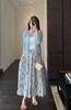 夏日浪漫印花裙飘逸大裙摆褶皱高腰显瘦半裙 商品缩略图1