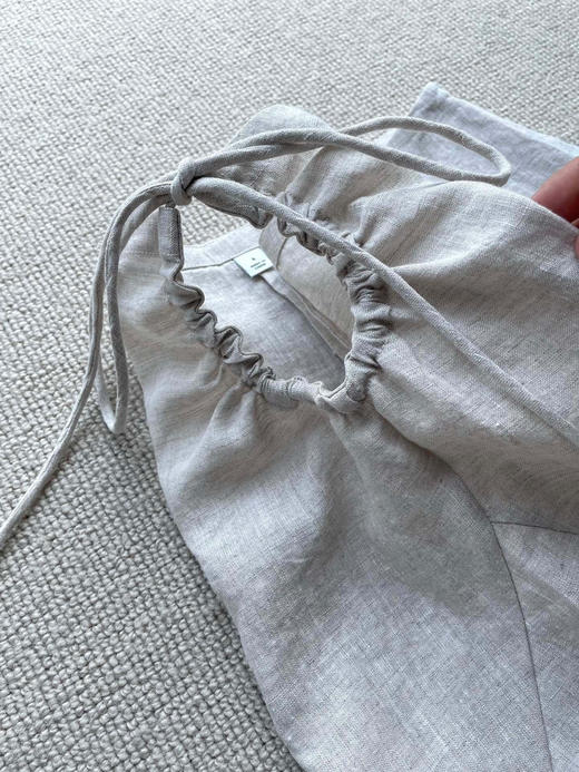 521-1 独家圆正 不对称设计 亚麻材质 侧腰抽绳 宽松短裤 商品图14