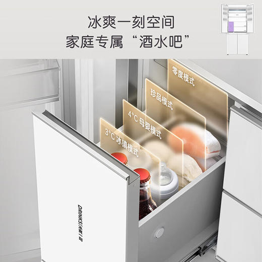 卡萨帝（Casarte）540升白色冰箱594mm超薄零嵌入式三系统十字对开门一级能效【高分质感系列】 BCD-540WGCTDM7WHU1 商品图6