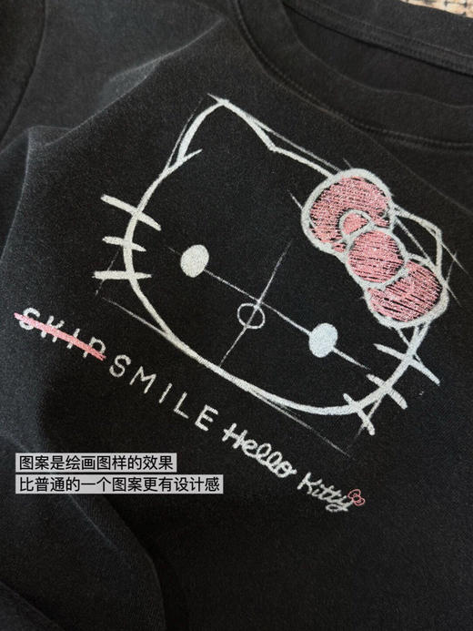 韩国订单Kitty猫做旧修身短袖T恤04241 商品图5