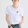 「自」全新升级【铂金会员109/天猫139/差价30】(99953)洛诗琳液氨丝光棉T恤2025夏季气质正肩显瘦镶钻爱心短袖上衣 商品缩略图2