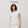 LIYIHAN清月鹊 高端爽滑质感半开襟短袖T恤百搭显瘦 商品缩略图2