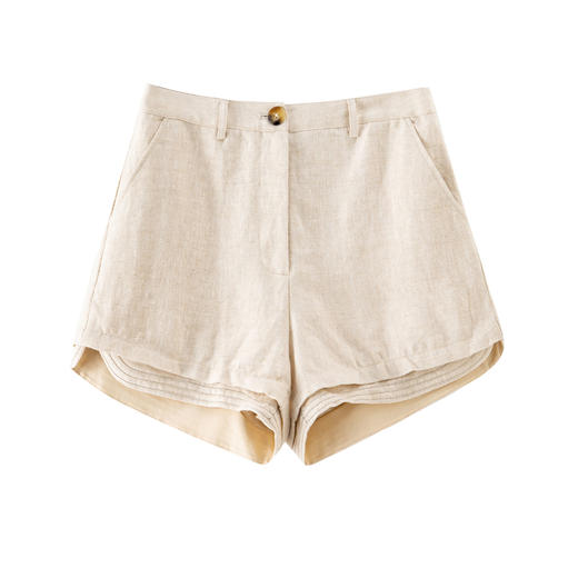 「K」洛诗琳43504气质亚麻短裤2025夏季新款高腰显瘦休闲短裤0352 商品图0