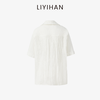 LIYIHAN  25夏棉褶皱纯色翻领短袖衬衫白色大翻领衬衫高级感 商品缩略图4