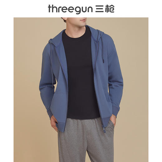 Threegun三枪 【记忆棉】男女同款毛圈连帽拉链开衫休闲上衣-81896A011 商品图11