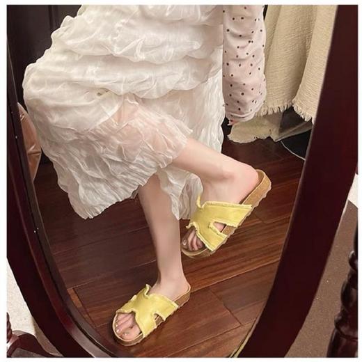 【懒人百搭款，遮肉显脚小】夏季新款女意大利凯撒KAISER软底软面牛皮凉鞋外穿时尚松弛感厚底勃肯拖鞋 商品图11