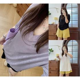 2025新品 佳佳同款【穿不旧的T】薄透大版V领短袖T恤显瘦垂感宽松百搭基础