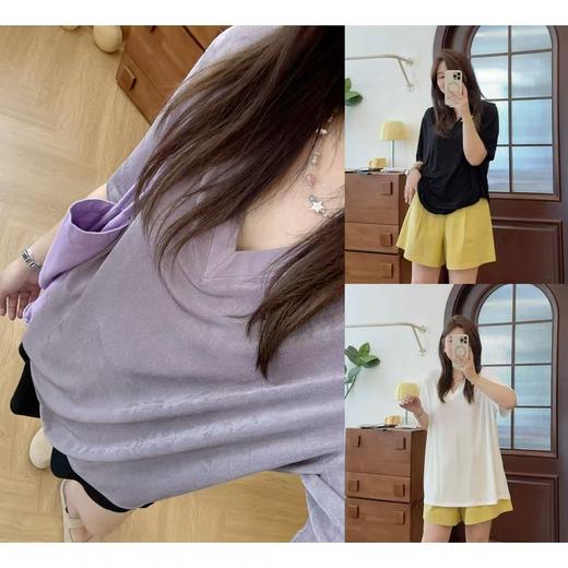 2025新品 佳佳同款【穿不旧的T】薄透大版V领短袖T恤显瘦垂感宽松百搭基础 商品图0