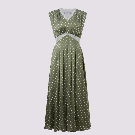 法式茶歇蕾丝拼接波点高腰连衣裙2025夏季(货号:MF86DR005D5002) 商品图2