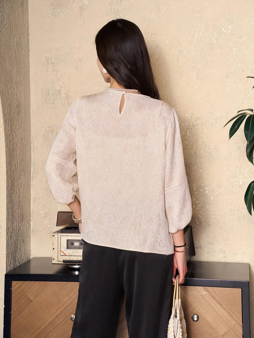 女士圆领真丝七分短袖衫 商品图2