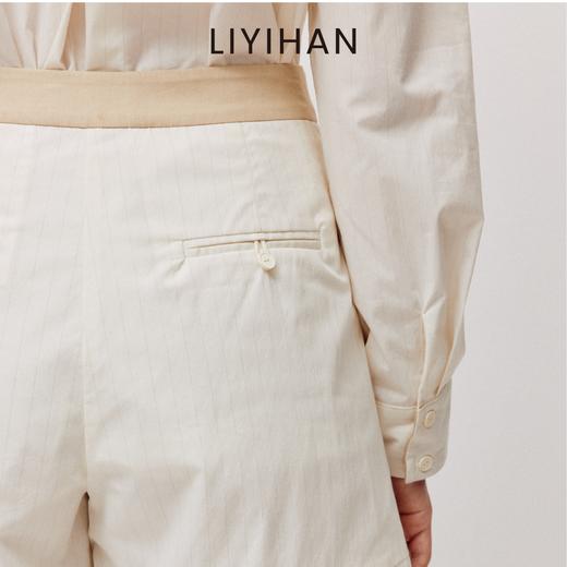 LIYIHAN  25夏新款棉白条纹短裤宽松休闲裤子舒适百搭透气时尚 商品图2