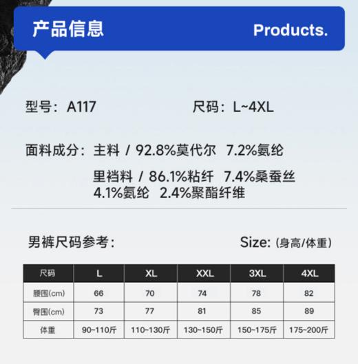 🔥品牌直发💰59¥/4条 ❗️7A抗菌裆，抑制细菌异味【草本初色莫代尔男士无痕内裤A117款🌈】 ✅优质莫代尔面料，光滑、透气、高弹 ✅葫芦型裆部，比U型更合身，贴合不紧绷，无束缚 商品图6