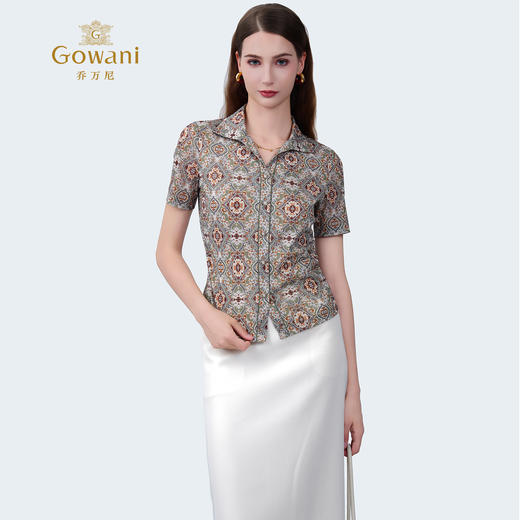 乔万尼2025夏季新品弹力舒适定制印花短袖衬衫ED2C479 商品图1