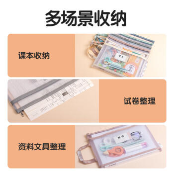 得力（deli）双层网纱拉链袋文件袋一年级文具袋透明学科分类袋 试卷作业科目袋 5科混装 商品图7