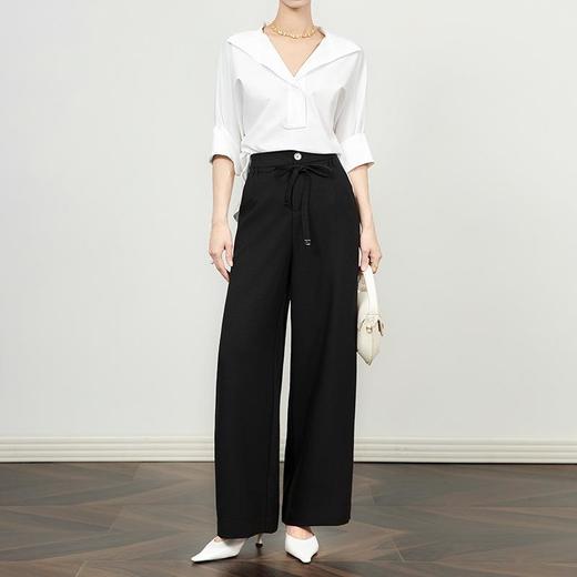「高货wl」全新升级【铂金会员220/天猫299/差价79】(03332)洛诗琳奢感垂感西装长裤2025通勤休闲系带窄版直筒阔腿裤 商品图1
