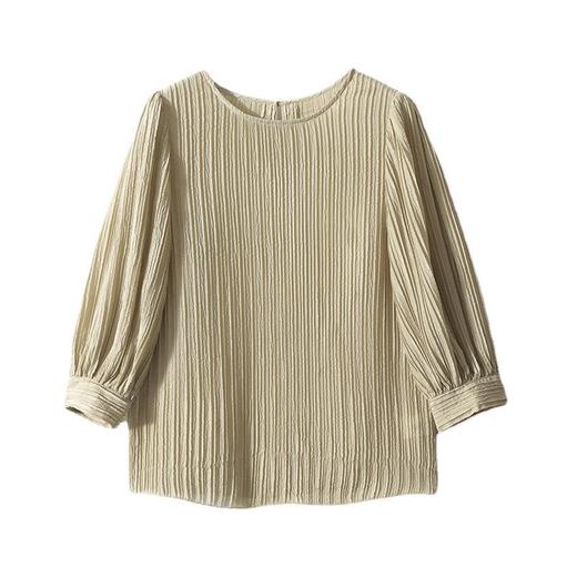丁摩高端气质百褶真丝衬衫女式短袖衬衣衣服夏季新款休闲上衣AL3079 商品图4