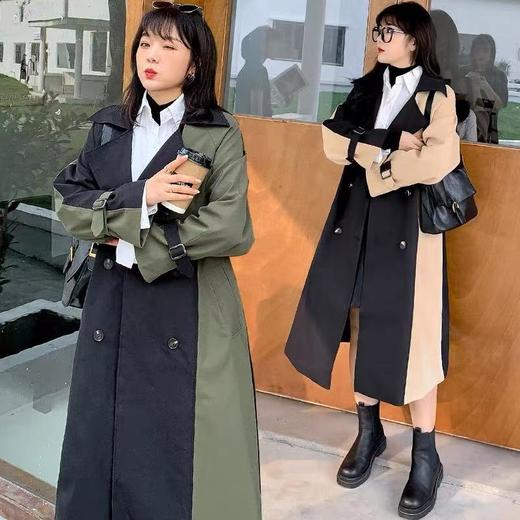 双十二福利！【诗铭洛可】A323风衣外套 大码撞色长款风衣外套 商品图1