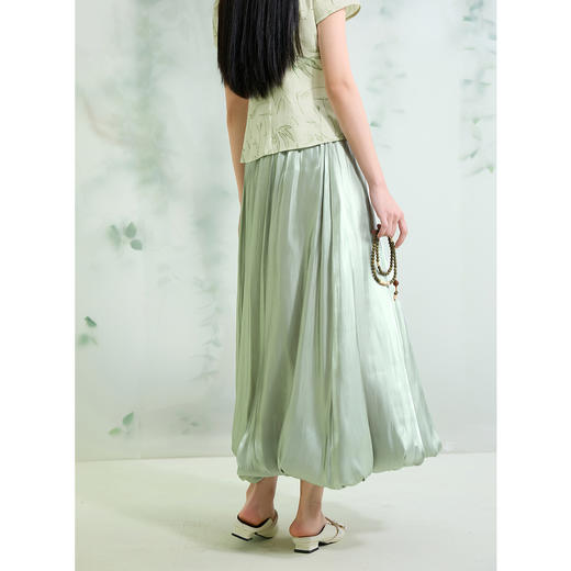 三彩【露华流光】2025夏季新款新中式半身裙松紧腰花苞裙A字长裙C 商品图2