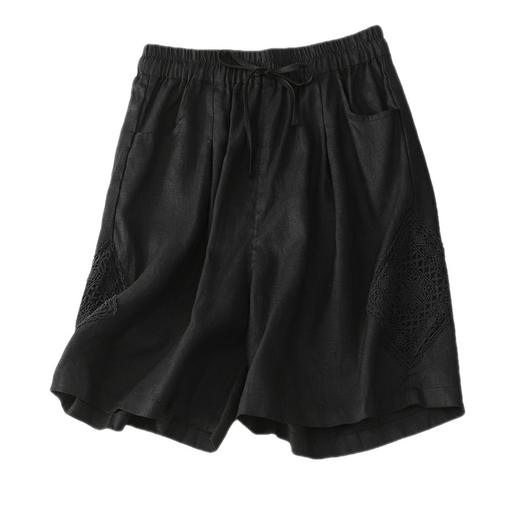 雀说新款棉麻休闲裤女蕾丝拼接阔腿裤大码薄款短裤AL8007 商品图4