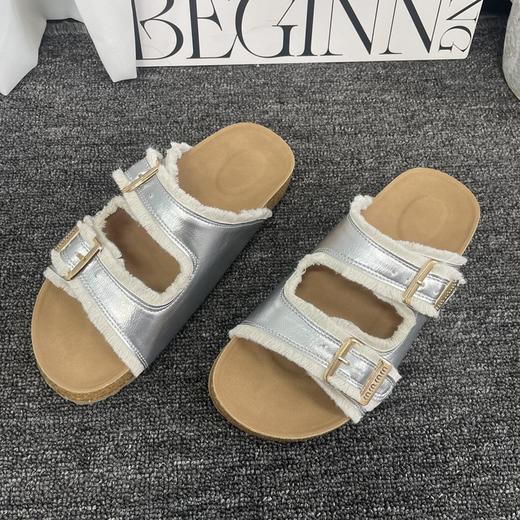 新款毛边皮带扣二字带休闲百搭博肯拖鞋A886 商品图2